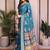 blue color zari weaving border work cotton blend saree