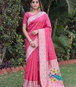 GAJRI ART SILK JACUARD WORK SAREE WITH UNSTITCHED BLOUSE PIECE
