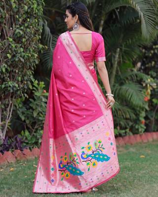GAJRI ART SILK JACUARD WORK SAREE WITH UNSTITCHED BLOUSE PIECE 3