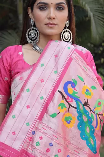 GAJRI ART SILK JACUARD WORK SAREE WITH UNSTITCHED BLOUSE PIECE