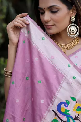 LIGHT PINK ART SILK JACUARD WORK SAREE WITH UNSTITCHED BLOUSE PIECE