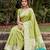PARROT GREEN ART SILK JACUARD WORK SAREE WITH UNSTITCHED BLOUSE PIECE