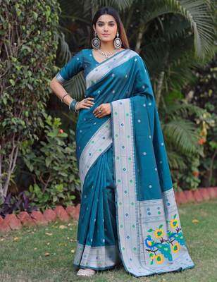 RAMA ART SILK JACUARD WORK SAREE WITH UNSTITCHED BLOUSE PIECE 1