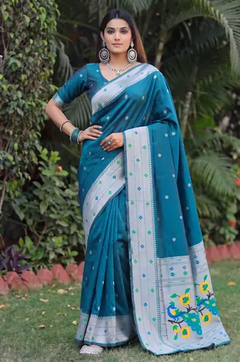RAMA ART SILK JACUARD WORK SAREE WITH UNSTITCHED BLOUSE PIECE