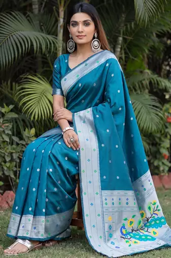 RAMA ART SILK JACUARD WORK SAREE WITH UNSTITCHED BLOUSE PIECE