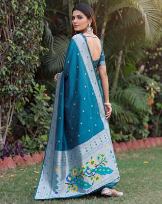 RAMA ART SILK JACUARD WORK SAREE WITH UNSTITCHED BLOUSE PIECE 3