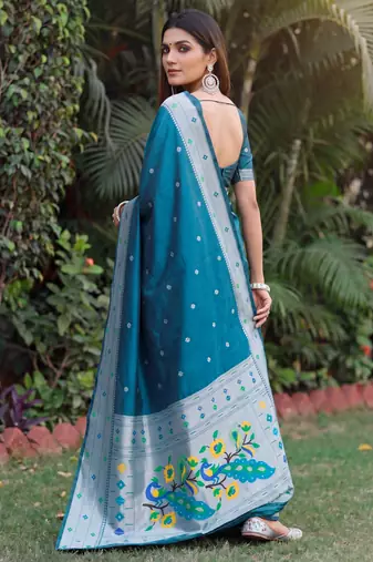 RAMA ART SILK JACUARD WORK SAREE WITH UNSTITCHED BLOUSE PIECE
