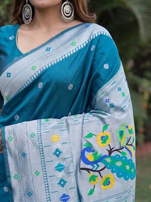 RAMA ART SILK JACUARD WORK SAREE WITH UNSTITCHED BLOUSE PIECE 4