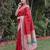 RED ART SILK JACUARD WORK SAREE WITH UNSTITCHED BLOUSE PIECE