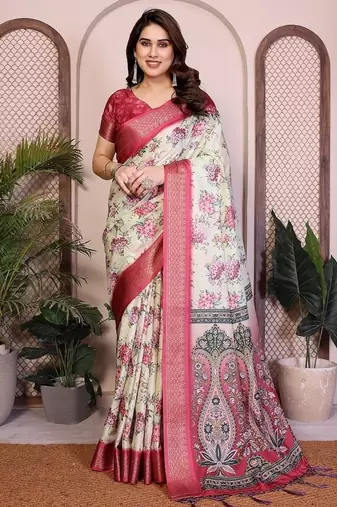 light yellow color zari weaving border work cotton blend saree