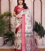 light yellow color zari weaving border work cotton blend saree