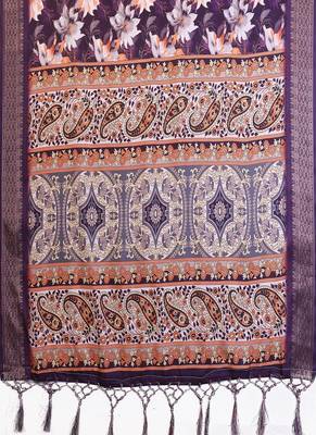 purple color zari weaving border work cotton blend saree 5