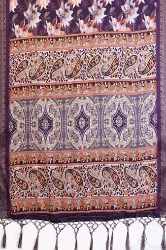 purple color zari weaving border work cotton blend saree