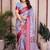 sky blue color zari weaving border work cotton blend saree