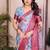 sky blue color zari weaving border work cotton blend saree
