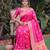 PINK ART SILK BANARASI JACUARD WORK SAREE WITH UNSTITCHED BLOUSE PIECE