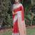 GREY RED ART SILK JACUARD WORK SAREE WITH UNSTITCHED BLOUSE PIECE