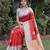GREY RED ART SILK JACUARD WORK SAREE WITH UNSTITCHED BLOUSE PIECE
