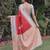 GREY RED ART SILK JACUARD WORK SAREE WITH UNSTITCHED BLOUSE PIECE