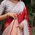 GREY RED ART SILK JACUARD WORK SAREE WITH UNSTITCHED BLOUSE PIECE
