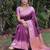 PURPLE WINE ART SILK JACUARD WORK SAREE WITH UNSTITCHED BLOUSE PIECE