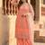 orange heavy soft net party wear embroidery sharara suit set