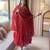 red heavy brocade party wear embroidery anarkali suit set