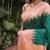 RUST GREEN ART SILK JACUARD WORK SAREE WITH UNSTITCHED BLOUSE PIECE