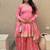 pink heavy silk blend  party wear embroidery anarkali suit set