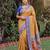 MUSTARD BLUE ART SILK BANARASI JACUARD WORK SAREE WITH UNSTITCHED BLOUSE PIECE