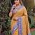 MUSTARD BLUE ART SILK BANARASI JACUARD WORK SAREE WITH UNSTITCHED BLOUSE PIECE