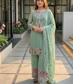 rama heavy silk blend  party wear embroidery suit set