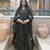 green heavy brocade party wear embroidery anarkali suit set