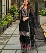 black heavy silk blend  party wear embroidery suit set