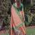 PEACH GREEN ART SILK BANARASI JACUARD WORK SAREE WITH UNSTITCHED BLOUSE PIECE