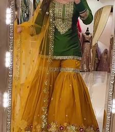 green faux georgette party wear embroidery sharara suit set