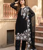 black faux georgette party wear embroidery suit set
