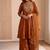 brown silk blend  party wear embroidery suit set