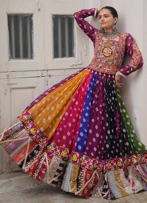 Women's Cora Cotton With Attractive Gota-Patti & Lace work Lehenga Choli SET-full stitched free size 1