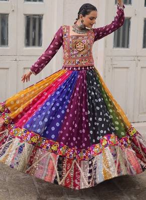 Women's Cora Cotton With Attractive Gota-Patti & Lace work Lehenga Choli SET-full stitched free size 2