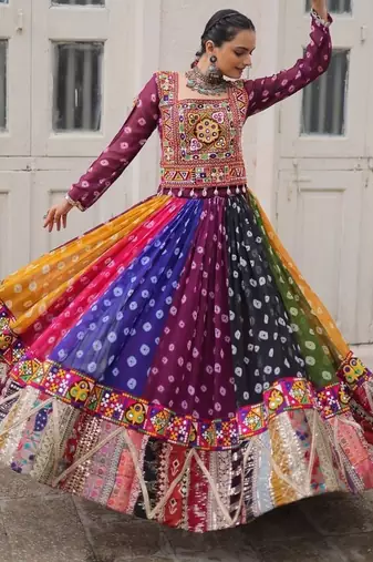Women's Cora Cotton With Attractive Gota-Patti & Lace work Lehenga Choli SET-full stitched free size