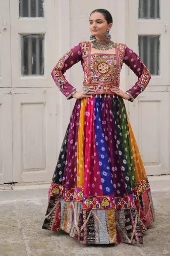 Women's Cora Cotton With Attractive Gota-Patti & Lace work Lehenga Choli SET-full stitched free size