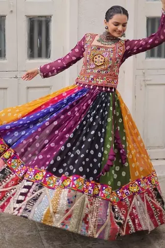 Women's Cora Cotton With Attractive Gota-Patti & Lace work Lehenga Choli SET-full stitched free size