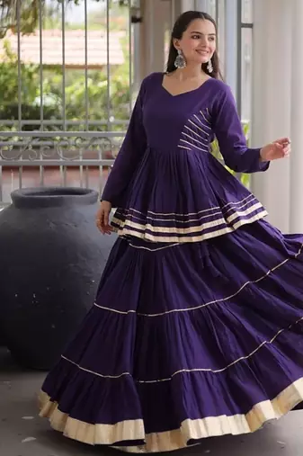 Women's Cora Cotton With Attractive Gota-Patti & Lace work Lehenga Choli SET
