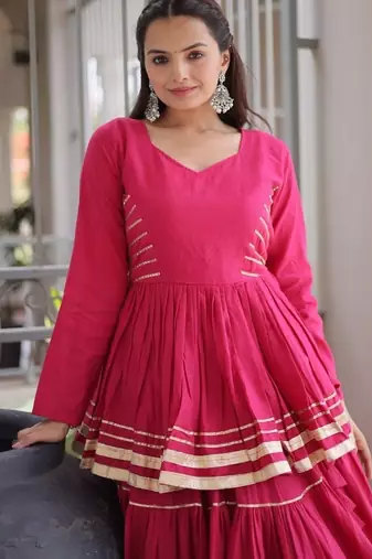 Women's Cora Cotton With Attractive Gota-Patti & Lace work Lehenga Choli SET-full stitched free size