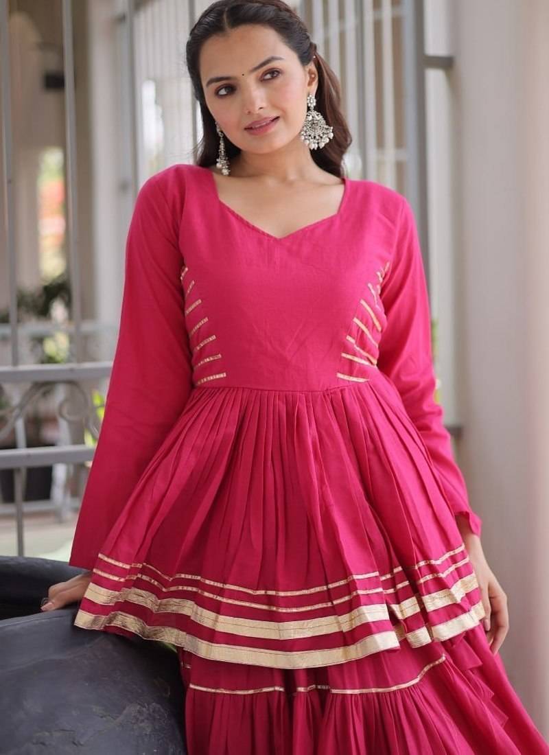 Women's Cora Cotton With Attractive Gota-Patti & Lace work Lehenga Choli SET-full stitched free size