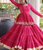 Women's Cora Cotton With Attractive Gota-Patti & Lace work Lehenga Choli SET-full stitched free size