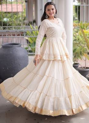 Women's Cora Cotton With Attractive Gota-Patti & Lace work Lehenga Choli SET-full stitched free size 1