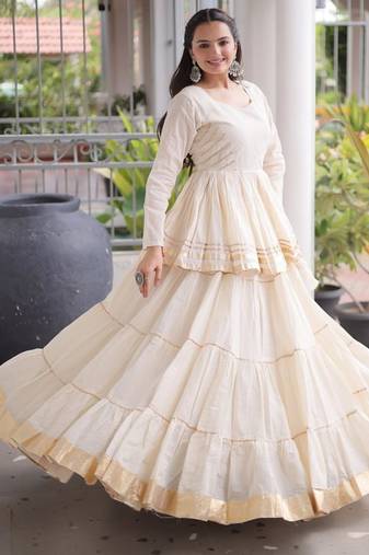Women's Cora Cotton With Attractive Gota-Patti & Lace work Lehenga Choli SET-full stitched free size