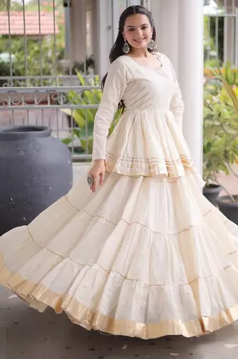 Women's Cora Cotton With Attractive Gota-Patti & Lace work Lehenga Choli SET-full stitched free size